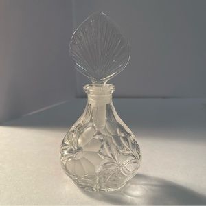 Vintage Princess House Etched/Frosted Perfume Bottle Cut Leaded Crystal EUC